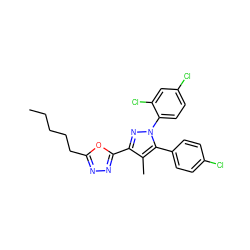 CCCCCc1nnc(-c2nn(-c3ccc(Cl)cc3Cl)c(-c3ccc(Cl)cc3)c2C)o1 ZINC000045497689