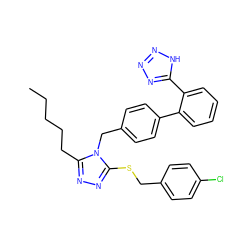 CCCCCc1nnc(SCc2ccc(Cl)cc2)n1Cc1ccc(-c2ccccc2-c2nnn[nH]2)cc1 ZINC000027657749