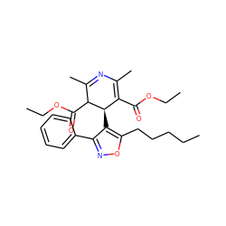 CCCCCc1onc(-c2ccccc2)c1[C@@H]1C(C(=O)OCC)=C(C)N=C(C)C1C(=O)OCC ZINC000100028076