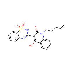 CCCCCn1c(=O)c(C2=Nc3ccccc3S(=O)(=O)N2)c(O)c2ccccc21 ZINC000100504349