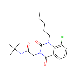 CCCCCn1c(=O)n(CC(=O)NC(C)(C)C)c(=O)c2cccc(Cl)c21 ZINC001772620605