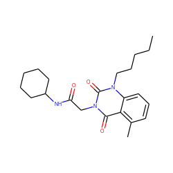 CCCCCn1c(=O)n(CC(=O)NC2CCCCC2)c(=O)c2c(C)cccc21 ZINC001772615648