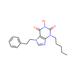 CCCCCn1c(=O)n(O)c(=O)c2c1ncn2CCc1ccccc1 ZINC000473089019