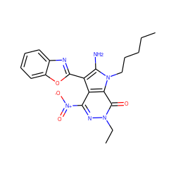 CCCCCn1c(N)c(-c2nc3ccccc3o2)c2c([N+](=O)[O-])nn(CC)c(=O)c21 ZINC000005415344