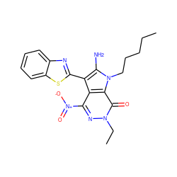 CCCCCn1c(N)c(-c2nc3ccccc3s2)c2c([N+](=O)[O-])nn(CC)c(=O)c21 ZINC000008685967