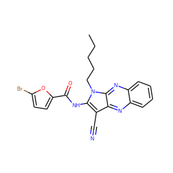 CCCCCn1c(NC(=O)c2ccc(Br)o2)c(C#N)c2nc3ccccc3nc21 ZINC000003215074