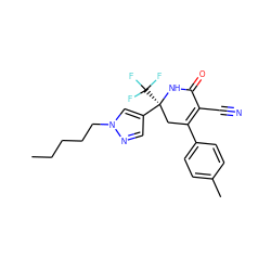 CCCCCn1cc([C@]2(C(F)(F)F)CC(c3ccc(C)cc3)=C(C#N)C(=O)N2)cn1 ZINC001772646415