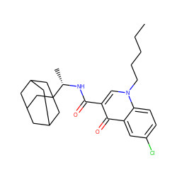 CCCCCn1cc(C(=O)N[C@@H](C)C23CC4CC(CC(C4)C2)C3)c(=O)c2cc(Cl)ccc21 ZINC000028864578