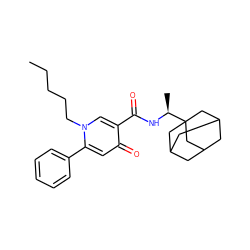 CCCCCn1cc(C(=O)N[C@@H](C)C23CC4CC(CC(C4)C2)C3)c(=O)cc1-c1ccccc1 ZINC000066252654