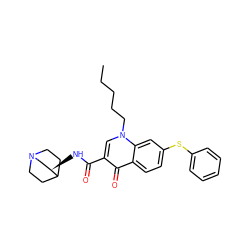 CCCCCn1cc(C(=O)N[C@@H]2CN3CCC2CC3)c(=O)c2ccc(Sc3ccccc3)cc21 ZINC000095574799