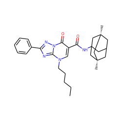 CCCCCn1cc(C(=O)NC23CC4C[C@](C)(C2)C[C@@](C)(C4)C3)c(=O)n2nc(-c3ccccc3)nc12 ZINC000653722025