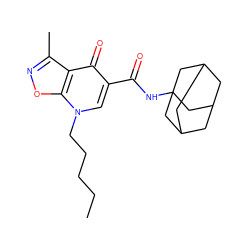 CCCCCn1cc(C(=O)NC23CC4CC(CC(C4)C2)C3)c(=O)c2c(C)noc21 ZINC000095593517