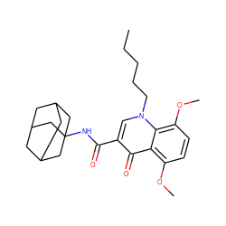 CCCCCn1cc(C(=O)NC23CC4CC(CC(C4)C2)C3)c(=O)c2c(OC)ccc(OC)c21 ZINC000040973113