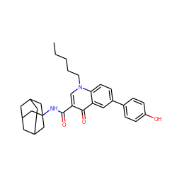 CCCCCn1cc(C(=O)NC23CC4CC(CC(C4)C2)C3)c(=O)c2cc(-c3ccc(O)cc3)ccc21 ZINC000058568712