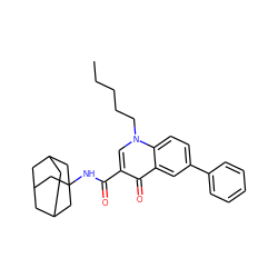 CCCCCn1cc(C(=O)NC23CC4CC(CC(C4)C2)C3)c(=O)c2cc(-c3ccccc3)ccc21 ZINC000040976424