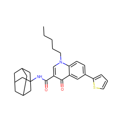 CCCCCn1cc(C(=O)NC23CC4CC(CC(C4)C2)C3)c(=O)c2cc(-c3cccs3)ccc21 ZINC000058569357