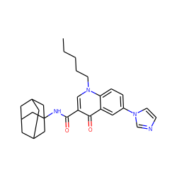 CCCCCn1cc(C(=O)NC23CC4CC(CC(C4)C2)C3)c(=O)c2cc(-n3ccnc3)ccc21 ZINC000058655421