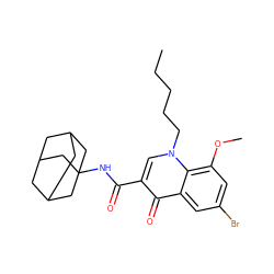 CCCCCn1cc(C(=O)NC23CC4CC(CC(C4)C2)C3)c(=O)c2cc(Br)cc(OC)c21 ZINC000072106037