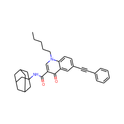 CCCCCn1cc(C(=O)NC23CC4CC(CC(C4)C2)C3)c(=O)c2cc(C#Cc3ccccc3)ccc21 ZINC000058575387