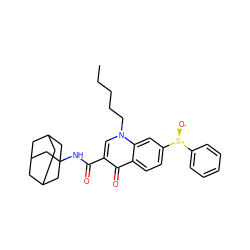 CCCCCn1cc(C(=O)NC23CC4CC(CC(C4)C2)C3)c(=O)c2ccc([S@@+]([O-])c3ccccc3)cc21 ZINC000040976421