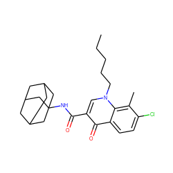 CCCCCn1cc(C(=O)NC23CC4CC(CC(C4)C2)C3)c(=O)c2ccc(Cl)c(C)c21 ZINC000040424740