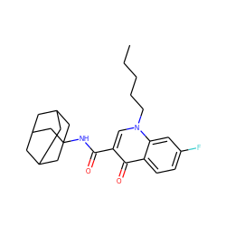 CCCCCn1cc(C(=O)NC23CC4CC(CC(C4)C2)C3)c(=O)c2ccc(F)cc21 ZINC000040973562