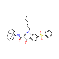 CCCCCn1cc(C(=O)NC23CC4CC(CC(C4)C2)C3)c(=O)c2ccc(S(=O)(=O)c3ccccc3)cc21 ZINC000040425313