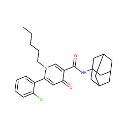 CCCCCn1cc(C(=O)NC23CC4CC(CC(C4)C2)C3)c(=O)cc1-c1ccccc1Cl ZINC000066263234