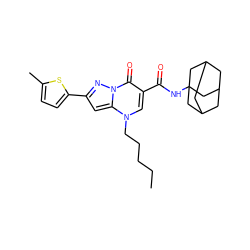 CCCCCn1cc(C(=O)NC23CC4CC(CC(C4)C2)C3)c(=O)n2nc(-c3ccc(C)s3)cc12 ZINC000096908217