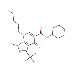 CCCCCn1cc(C(=O)NC2CCCCC2)c(=O)c2c(C(C)(C)C)nn(C)c21 ZINC000095598002