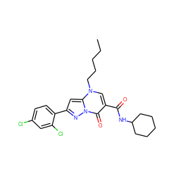 CCCCCn1cc(C(=O)NC2CCCCC2)c(=O)n2nc(-c3ccc(Cl)cc3Cl)cc12 ZINC000096908235