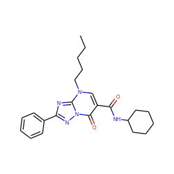 CCCCCn1cc(C(=O)NC2CCCCC2)c(=O)n2nc(-c3ccccc3)nc12 ZINC000653720599