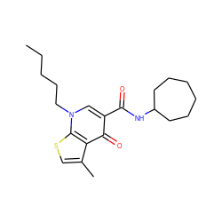 CCCCCn1cc(C(=O)NC2CCCCCC2)c(=O)c2c(C)csc21 ZINC000095593661