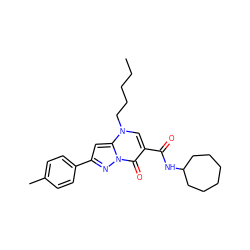 CCCCCn1cc(C(=O)NC2CCCCCC2)c(=O)n2nc(-c3ccc(C)cc3)cc12 ZINC000096908227