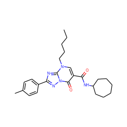 CCCCCn1cc(C(=O)NC2CCCCCC2)c(=O)n2nc(-c3ccc(C)cc3)nc12 ZINC000653746431