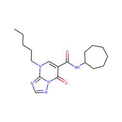 CCCCCn1cc(C(=O)NC2CCCCCC2)c(=O)n2ncnc12 ZINC000653722064