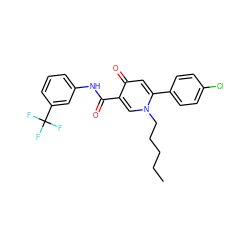 CCCCCn1cc(C(=O)Nc2cccc(C(F)(F)F)c2)c(=O)cc1-c1ccc(Cl)cc1 ZINC000066263982