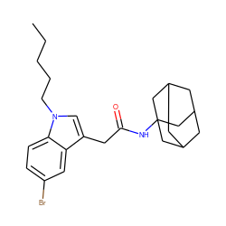 CCCCCn1cc(CC(=O)NC23CC4CC(CC(C4)C2)C3)c2cc(Br)ccc21 ZINC000084703859