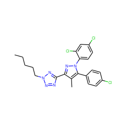 CCCCCn1nnc(-c2nn(-c3ccc(Cl)cc3Cl)c(-c3ccc(Cl)cc3)c2C)n1 ZINC000029125310