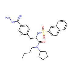 CCCCN(C(=O)[C@H](Cc1ccc(C(=N)NN)cc1)NS(=O)(=O)c1ccc2ccccc2c1)C1CCCC1 ZINC000027654498