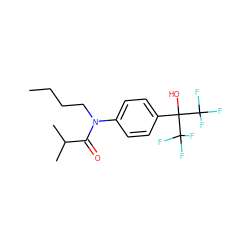 CCCCN(C(=O)C(C)C)c1ccc(C(O)(C(F)(F)F)C(F)(F)F)cc1 ZINC000013682553