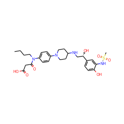 CCCCN(C(=O)CC(=O)O)c1ccc(N2CCC(NC[C@H](O)c3ccc(O)c(NS(C)(=O)=O)c3)CC2)cc1 ZINC000003934239