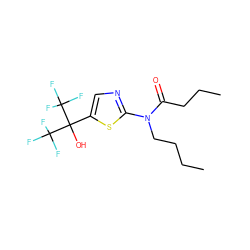 CCCCN(C(=O)CCC)c1ncc(C(O)(C(F)(F)F)C(F)(F)F)s1 ZINC000036184806