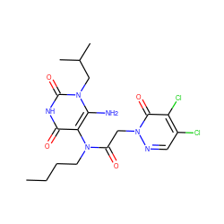 CCCCN(C(=O)Cn1ncc(Cl)c(Cl)c1=O)c1c(N)n(CC(C)C)c(=O)[nH]c1=O ZINC000003402973