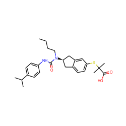 CCCCN(C(=O)Nc1ccc(C(C)C)cc1)[C@@H]1Cc2ccc(SC(C)(C)C(=O)O)cc2C1 ZINC000028971993