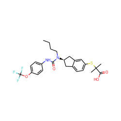 CCCCN(C(=O)Nc1ccc(OC(F)(F)F)cc1)[C@@H]1Cc2ccc(SC(C)(C)C(=O)O)cc2C1 ZINC000028971965