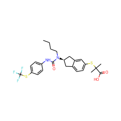 CCCCN(C(=O)Nc1ccc(SC(F)(F)F)cc1)[C@@H]1Cc2ccc(SC(C)(C)C(=O)O)cc2C1 ZINC000028972003