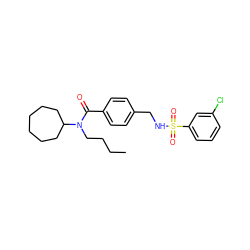 CCCCN(C(=O)c1ccc(CNS(=O)(=O)c2cccc(Cl)c2)cc1)C1CCCCCC1 ZINC000043011737