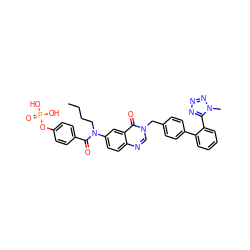 CCCCN(C(=O)c1ccc(OP(=O)(O)O)cc1)c1ccc2ncn(Cc3ccc(-c4ccccc4-c4nnnn4C)cc3)c(=O)c2c1 ZINC000028767362