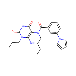 CCCCN(C(=O)c1cccc(-n2cccc2)c1)c1c(N)n(CCC)c(=O)[nH]c1=O ZINC000018029562